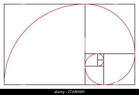 Modèle Golden ratio. Symbole de proportion. Elément de conception graphique. Spirale à section dorée. Illustration vectorielle Illustration de Vecteur