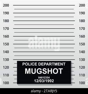 Ligne de tir de tasse criminelle. Police Mugshot ajouter une photo. Alignement vierge de la police criminelle avec échelle centimétrique pour la photographie. Illustration vectorielle Illustration de Vecteur