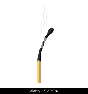 Match brûlé isolé sur fond blanc. Illustration vectorielle Illustration de Vecteur