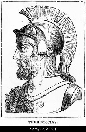 Portrait de Thémistocle (c. 524 – c. 459 av. J.-C.), homme politique et général athénien. Il faisait partie d'une nouvelle race de politiciens non aristocratiques qui ont pris de l'importance dans les premières années de la démocratie athénienne. Banque D'Images