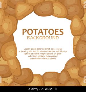Modèle de cadre rond avec des pommes de terre vectorielles. Affiche de légumes de ferme. Illustration vectorielle de pomme de terre brune Illustration de Vecteur