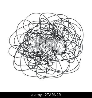 Griffonnage abstrait, croquis dessinés à la main, motif de doodle chaos isolé sur fond blanc. Illustration vectorielle Illustration de Vecteur