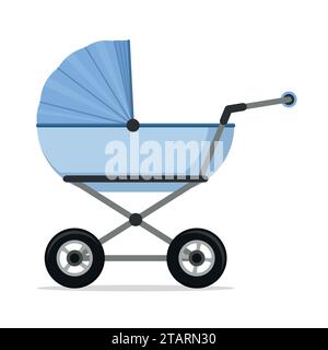 Poussette de bébé isolé sur fond blanc. Poussette pour enfants, illustration vectorielle de voiture d'enfant Illustration de Vecteur