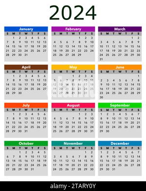 illustration vectorielle de modèle de calendrier 2024 Illustration de Vecteur