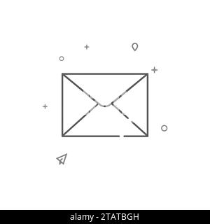 Enveloppe fermée, lettre non lue icône de ligne vectorielle simple. Symbole, pictogramme, signe isolé sur fond blanc. Contour modifiable. Régler l'épaisseur de ligne. Illustration de Vecteur