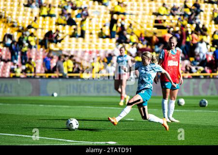 Bogota, Colombie. 02 décembre 2023. Les joueuses néo-zélandaises s'échauffent lors du match amical international féminin entre la Colombie et la Nouvelle-Zélande au stade El Campin de Bogota, le 2 décembre 2023. Photo par : Sebastian Barros/long Visual Press crédit : long Visual Press/Alamy Live News Banque D'Images