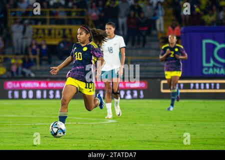 Bogota, Colombie. 02 décembre 2023. La colombienne Leicy Santos lors du match amical international féminin entre la Colombie et la Nouvelle-Zélande au stade El Campin de Bogota, le 2 décembre 2023. Photo par : Sebastian Barros/long Visual Press crédit : long Visual Press/Alamy Live News Banque D'Images