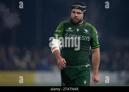 Galway, Irlande. 03 décembre 2023. Seán Jansen de Connacht lors du match de la ronde 7 du championnat de rugby Uni entre Connacht Rugby et Leinster Rugby au Sportsground à Galway, Irlande le 2 décembre 2023 (photo par Andrew SURMA / crédit : SIPA USA/Alamy Live News Banque D'Images