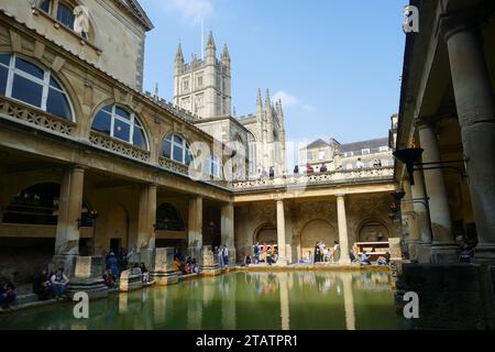 Bath, Angleterre, Grande-Bretagne - Mai 28 2016 : Musée thermale historique de Bath Roman Banque D'Images