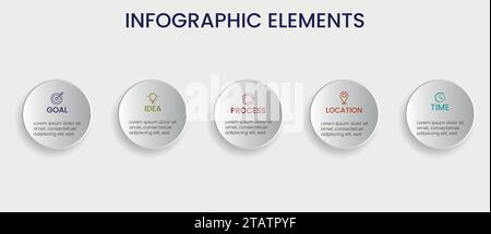 Le vecteur de conception infographique et les icônes marketing peuvent être utilisés pour la mise en page du flux de travail, le diagramme, le rapport annuel. Concept d'entreprise avec 3, 4, 5 ; 6, 7 et 8 étapes. Illustration de Vecteur