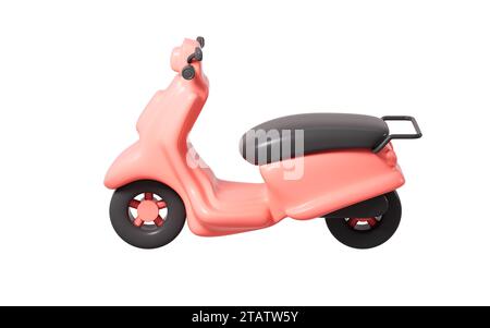 Modèle de scooter de dessin animé, vélo électrique, rendu 3D. illustration 3d. Banque D'Images