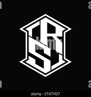 Forme de blindage hexagonal monogramme avec logo RS lettre vers le haut et vers le bas avec modèle de conception de style isolé à coins pointus Banque D'Images