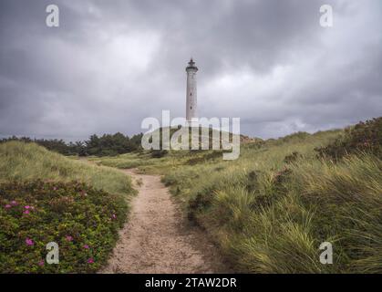 Célèbre phare de Lyngvig dans le Jutland, Danemark Banque D'Images