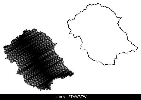 Carte du district de Lienz (République d'Autriche ou état d'Österreich, Tyrol ou Tyrol) illustration vectorielle, schéma de scribble carte de Bezirk Lienz Illustration de Vecteur