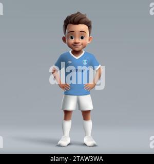 Dessin animé 3d mignon jeune joueur de football en uniforme de football Lazio. Maillot de l'équipe de football Illustration de Vecteur