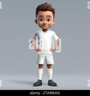 dessin animé 3d mignon jeune joueur de football en kit. Maillot de l'équipe de football Illustration de Vecteur