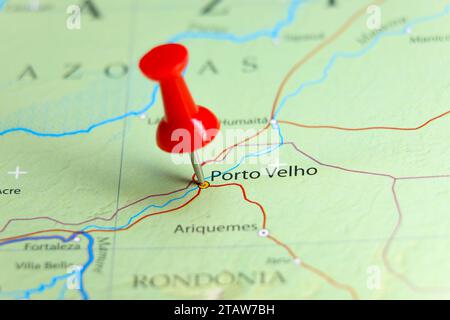 Porto Velho, Brésil PIN sur la carte Banque D'Images