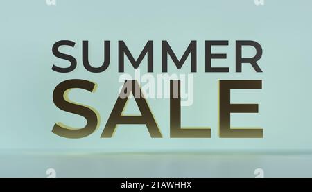 3d rendu texte de vente d'été avec un fond paisible. rendu 3d. Banque D'Images