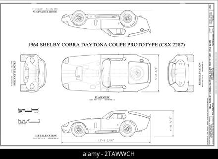 Modèle de voiture prototype Shelby Cobra Daytona coupe 1964 Illustration de Vecteur