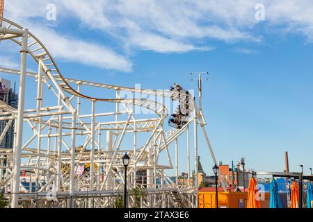 Steeplechase RollerCoaster à Coney Island, Brooklyn, New York, États-Unis d'Amérique. Banque D'Images