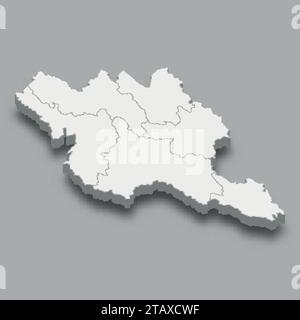 Carte isométrique 3d région du Nord-Ouest du Vietnam, isolée avec ombre Illustration de Vecteur