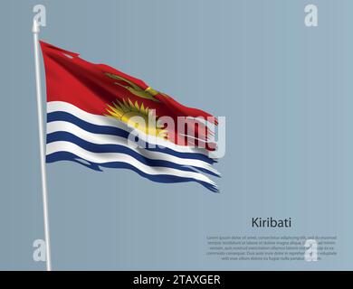 Drapeau national déchiré de Kiribati. Tissu déchiré ondulé sur fond bleu. Illustration vectorielle réaliste Illustration de Vecteur