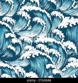 Motif vagues de l'océan sans coutures Illustration de Vecteur