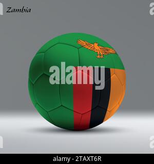 Ballon de football réaliste 3d iwith drapeau de Zambie sur fond de studio, modèle de bannière de football Illustration de Vecteur