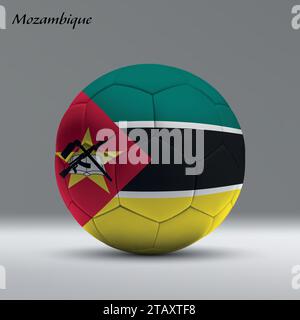 Ballon de football réaliste 3d iwith drapeau du Mozambique sur fond de studio, modèle de bannière de football Illustration de Vecteur