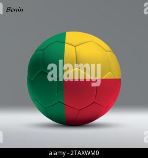 Ballon de football réaliste 3d avec drapeau du Bénin sur fond de studio, modèle de bannière de football Illustration de Vecteur
