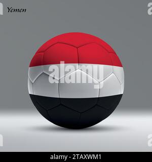 Ballon de football réaliste 3d iwith drapeau du Yémen sur fond de studio, modèle de bannière de football Illustration de Vecteur