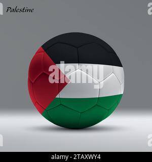 Ballon de football réaliste 3d iwith drapeau de Palestine sur fond de studio, modèle de bannière de football Illustration de Vecteur