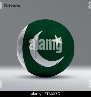 Ballon de football réaliste 3d iwith drapeau du Pakistan sur fond de studio, modèle de bannière de football Illustration de Vecteur
