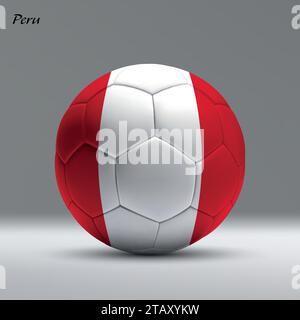 Ballon de football réaliste 3d iwith drapeau du Pérou sur fond de studio, modèle de bannière de football Illustration de Vecteur