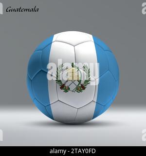 Ballon de football réaliste 3d iwith drapeau du Guatemala sur fond de studio, modèle de bannière de football Illustration de Vecteur