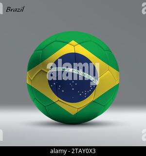 Ballon de football réaliste 3d iwith drapeau du Brésil sur fond de studio, modèle de bannière de football Illustration de Vecteur