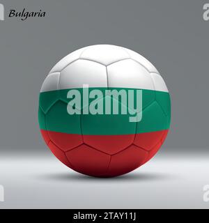 Ballon de football réaliste 3d iwith drapeau de la Bulgarie sur fond de studio, modèle de bannière de football Illustration de Vecteur