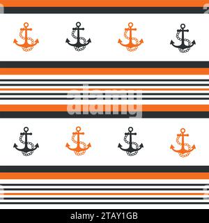 Fond de motif hipster avec ancre Illustration de Vecteur