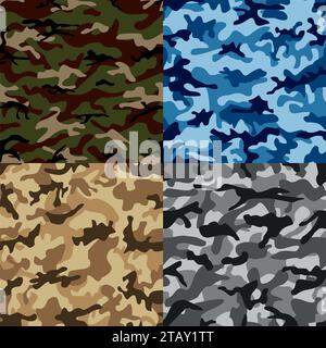 Camouflage Set motif sans couture en plusieurs couleurs. illustration vectorielle Illustration de Vecteur