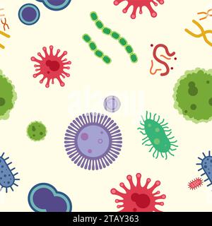 Virus colorés et motif de bactéries. Illustration vectorielle Illustration de Vecteur