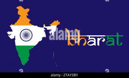 Carte indienne de Bharat intégrée avec drapeau indien de Bharat avec texte de Bharat Illustration de Vecteur