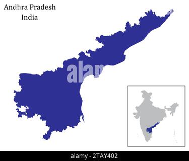Vecteur de carte de l'état indien Andhra Pradesh , carte Andhra Pradesh Illustration de Vecteur