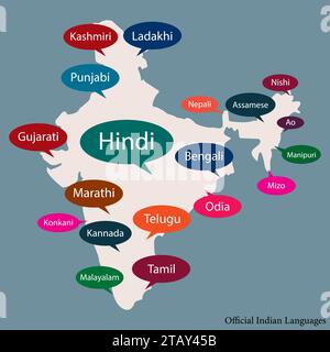 Carte indienne avec les langues officielles des États indiens illustration vectorielle Illustration de Vecteur