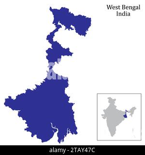 West Bengal Map isolé sur le blanc Illustration de Vecteur