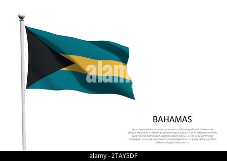 Drapeau national Bahamas isolé agitant sur fond blanc Illustration de Vecteur