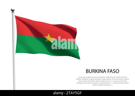 Drapeau national Burkina Faso isolé agitant sur fond blanc Illustration de Vecteur