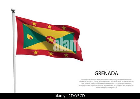 Drapeau national Grenade isolé agitant sur fond blanc Illustration de Vecteur
