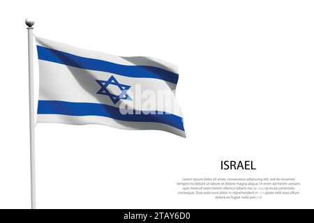 Drapeau national Israël isolé agitant sur fond blanc Illustration de Vecteur