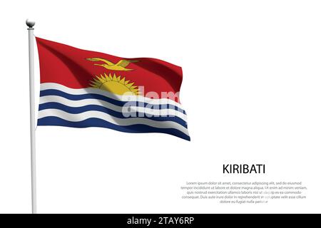 Drapeau national Kiribati isolé agitant sur fond blanc Illustration de Vecteur