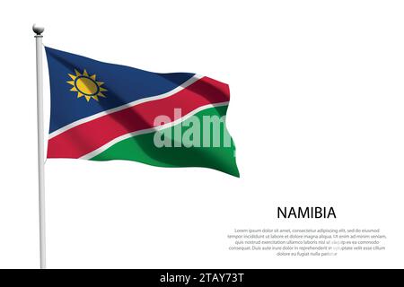 Drapeau national Namibie isolé agitant sur fond blanc Illustration de Vecteur